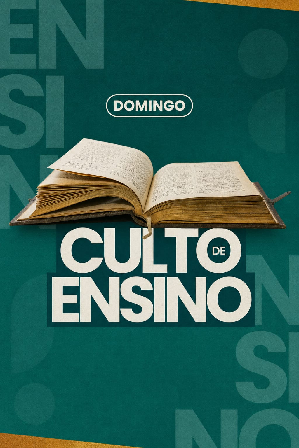 Cartaz do Culto de Ensino com Bíblia aberta